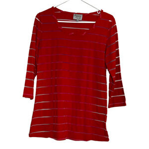 Lynn Ritchie Silver 3/4 Sleeve Red Stripe Small